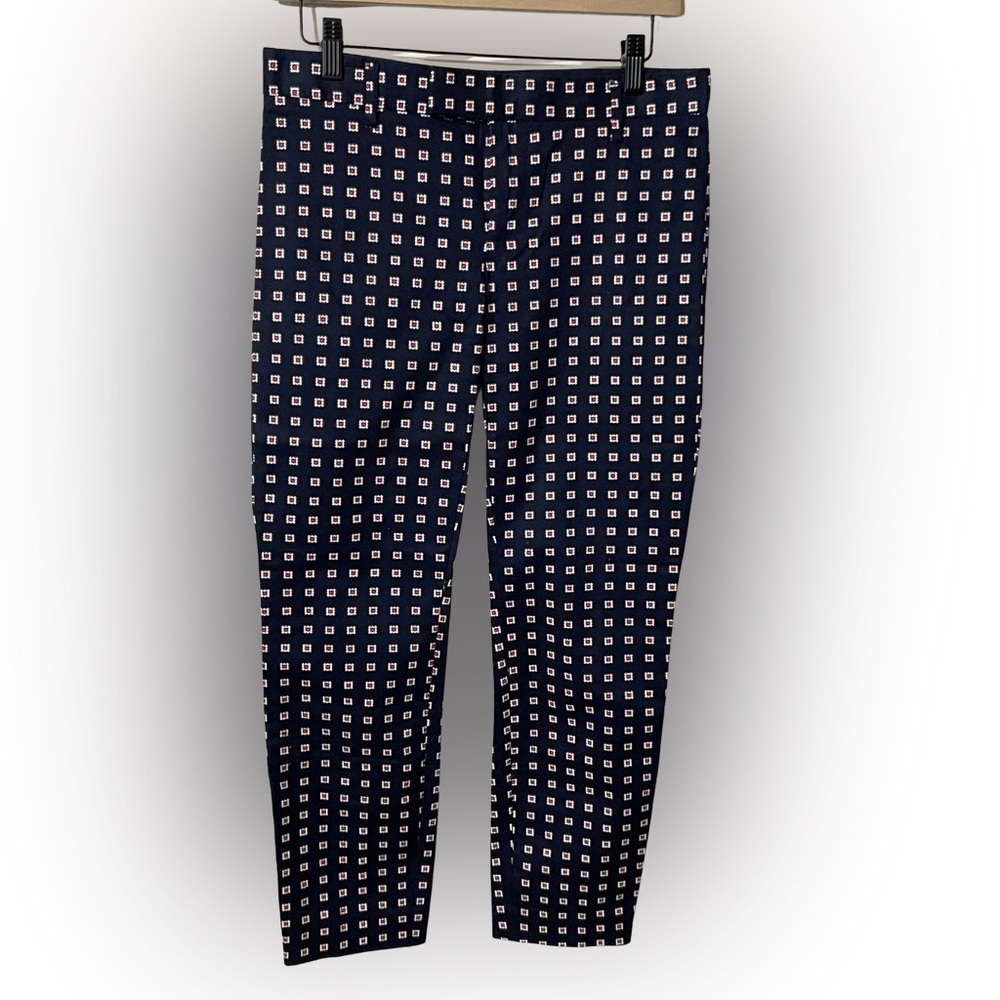 GAP Slim Cropped Navy and With White & Red Blocks Cropped Pants, NWOT Sz 0